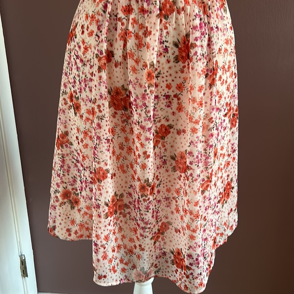 CHAUS Floral Pleat Dress in Pink and Orange - Picture 5 of 8